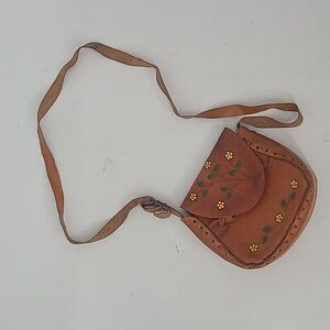 Vintage boho leather mini shoulder bag